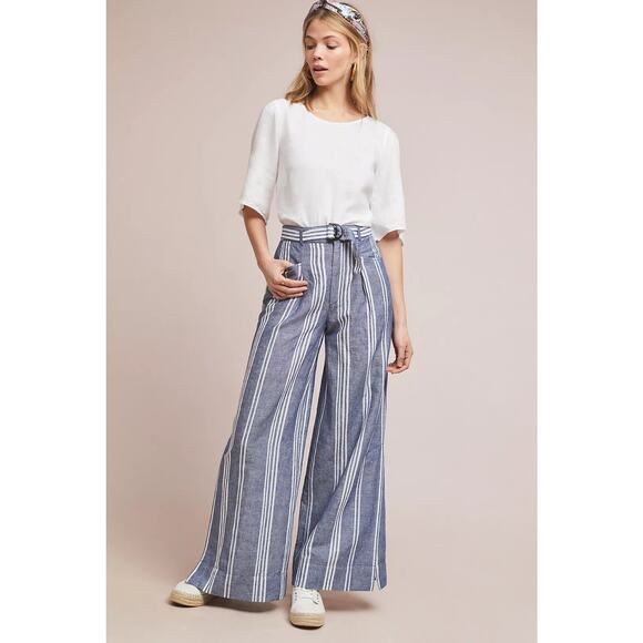 Anthropologie Beachy Linen Wide Leg Pants Size 4 - Picture 3 of 11